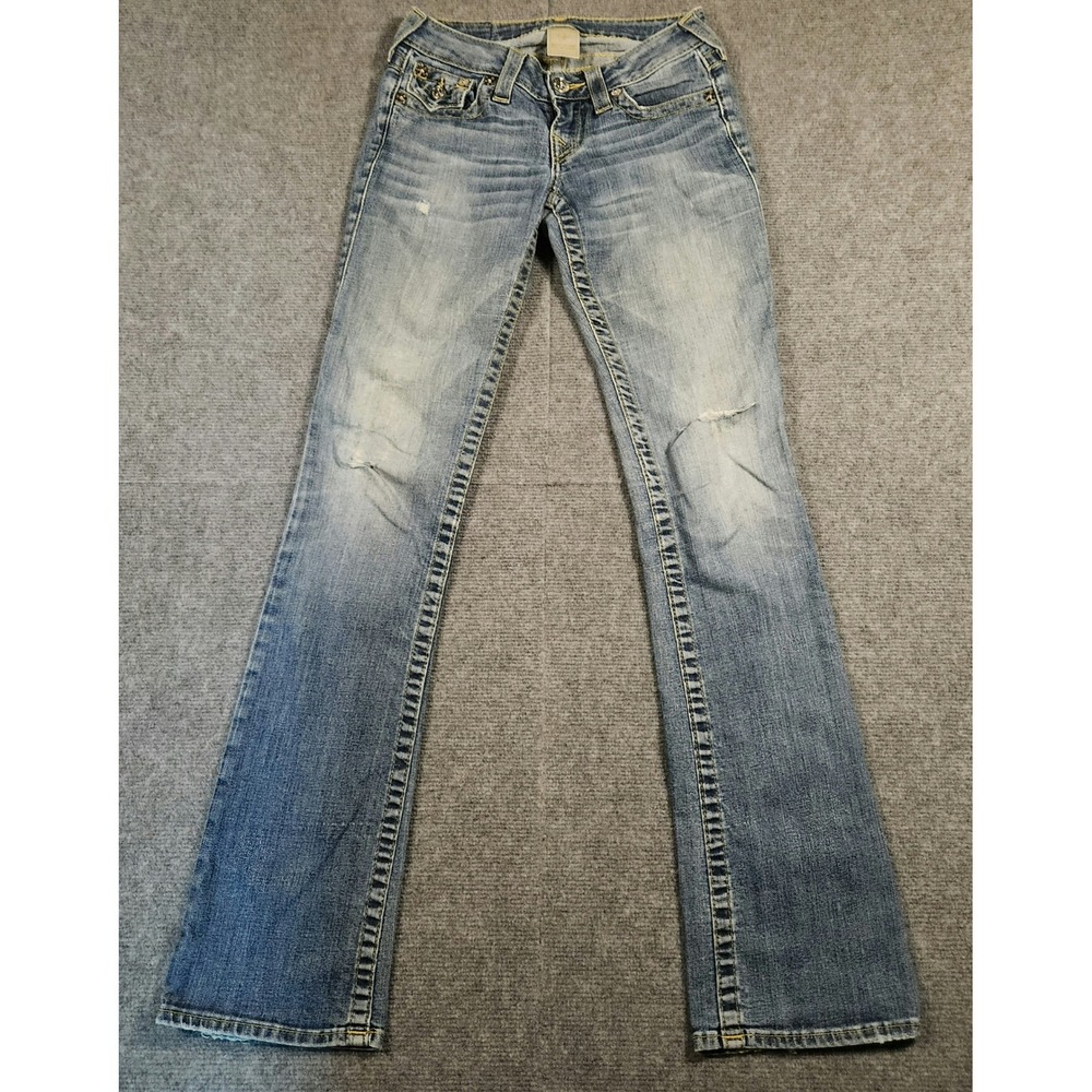 True Religion Jeans Womens 24 Section Boot Cut Blue Contrast Stitch